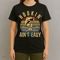 Cute Funny Fishing Vintage Hookin Aint Easy Fisherman Gift T-Shirt thumb 4