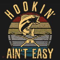 Cute Funny Fishing Vintage Hookin Aint Easy Fisherman Gift T-Shirt thumb 7