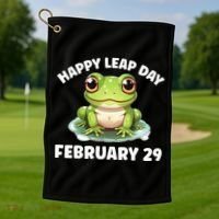 Cute Frog February 29th Leap Day 2024 Golf Towel thumb 1