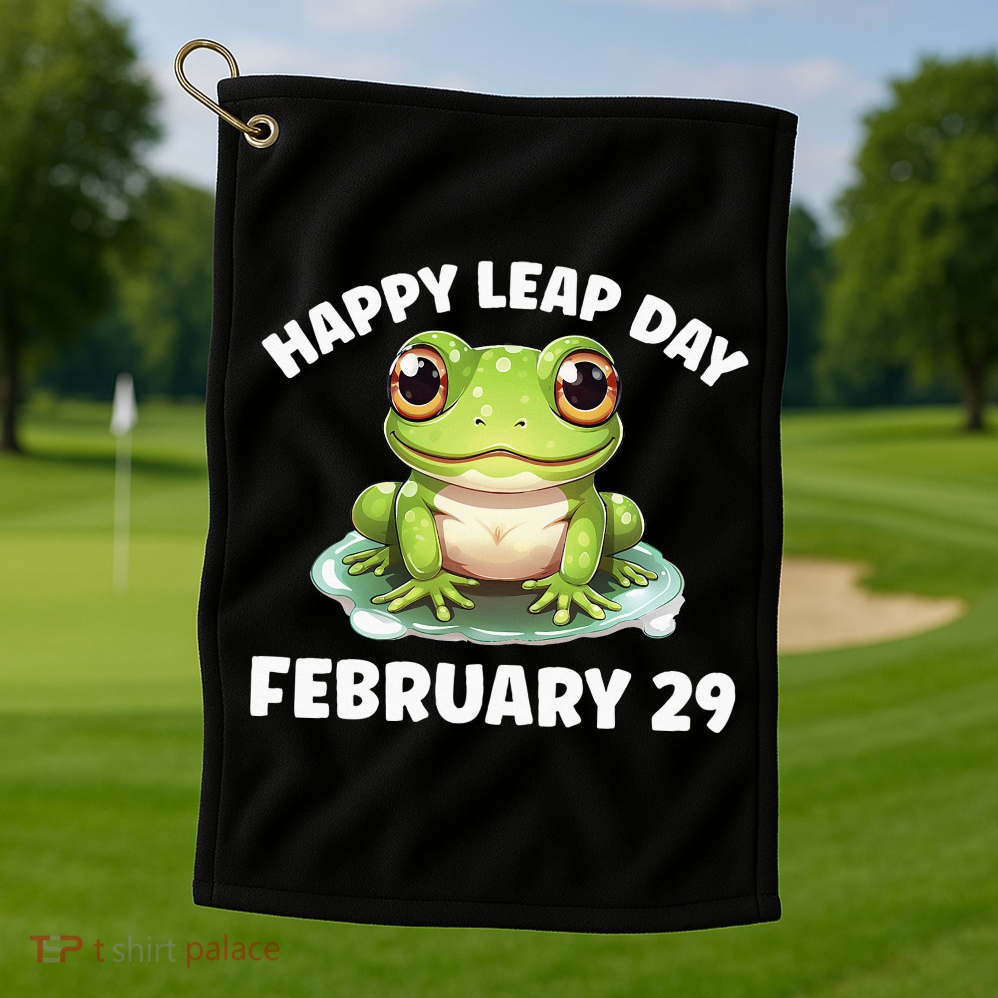 Cute Frog February 29th Leap Day 2024 Golf Towel