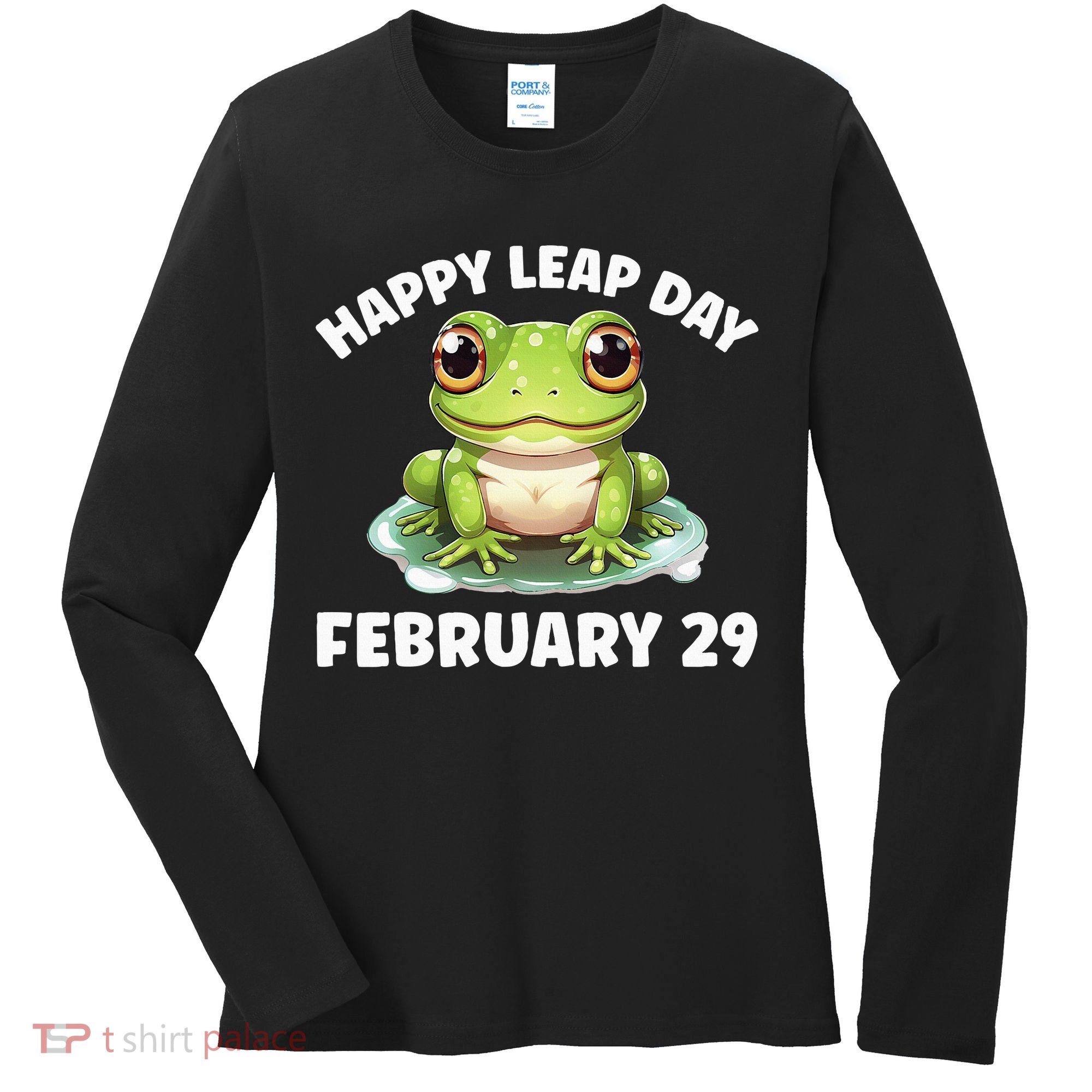Cute Frog February 29th Leap Day 2024 Women's Long Sleeve Shirt