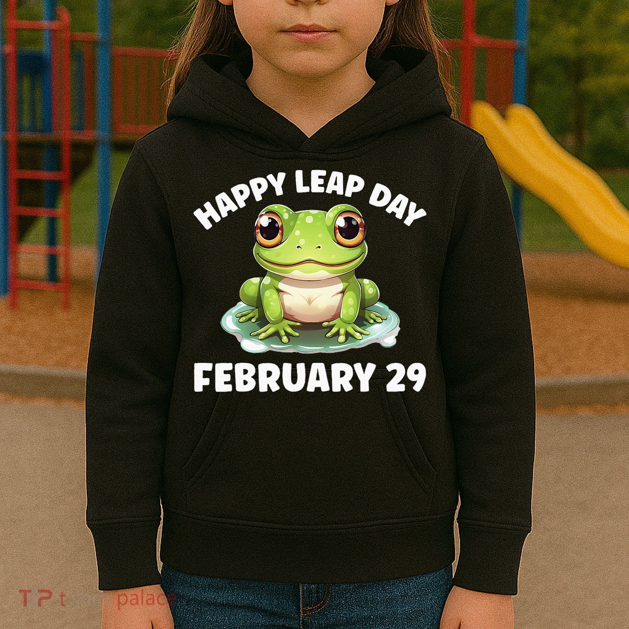 Cute Frog February 29th Leap Day 2024 Kids Hoodie