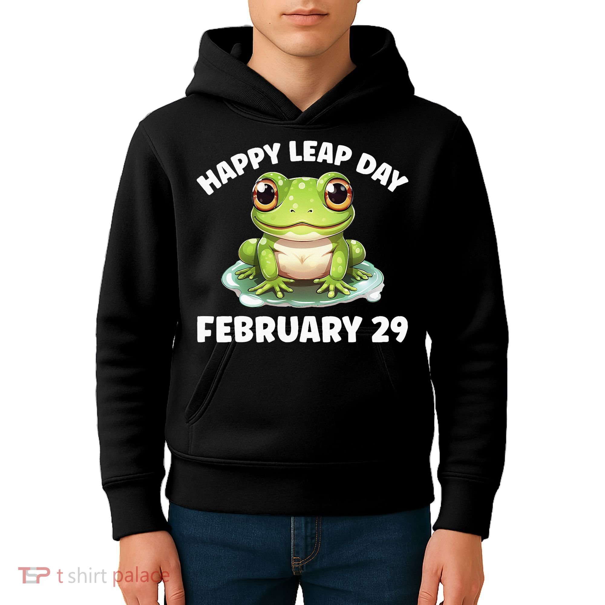 Cute Frog February 29th Leap Day 2024 Kids Hoodie