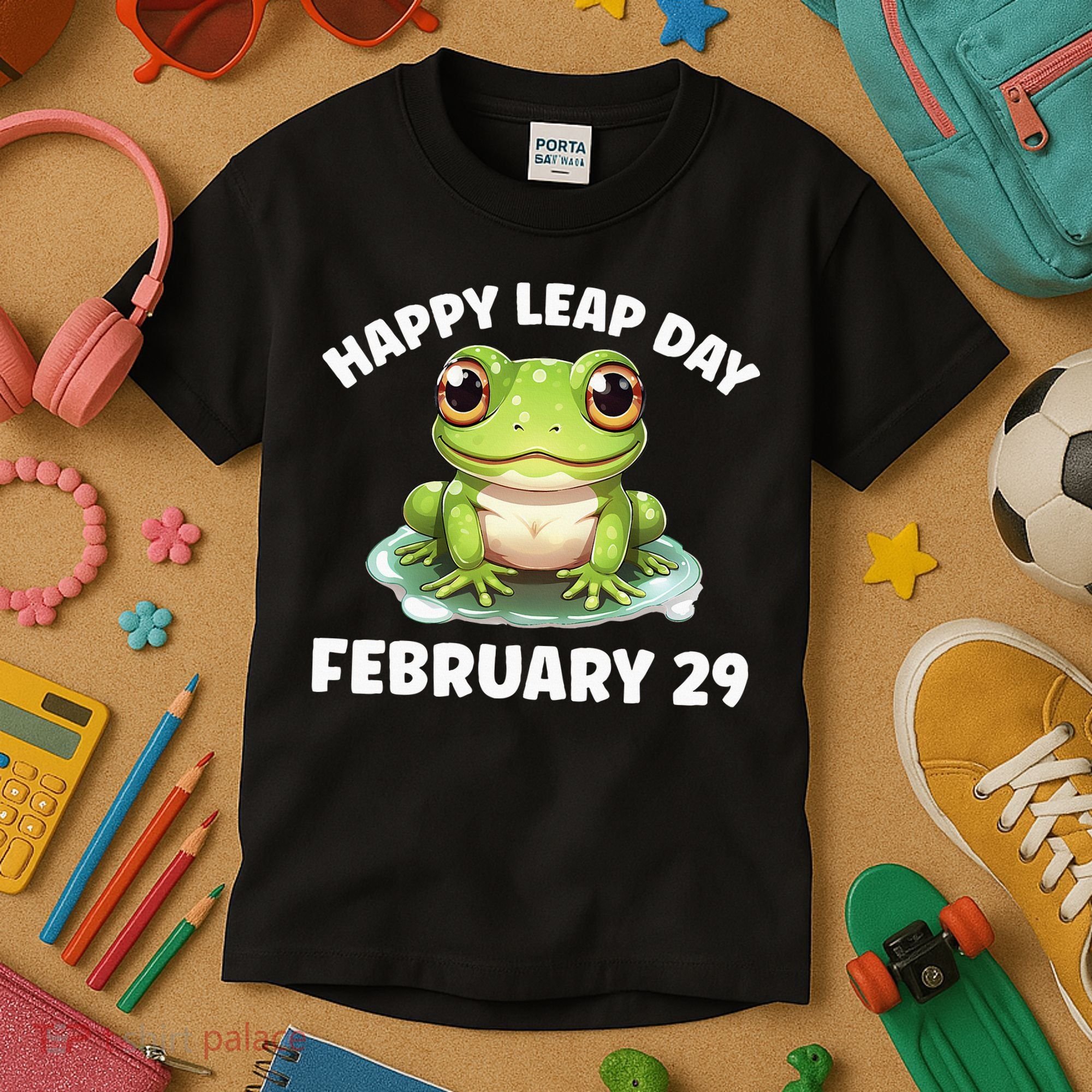 Cute Frog February 29th Leap Day 2024 Kids T-Shirt