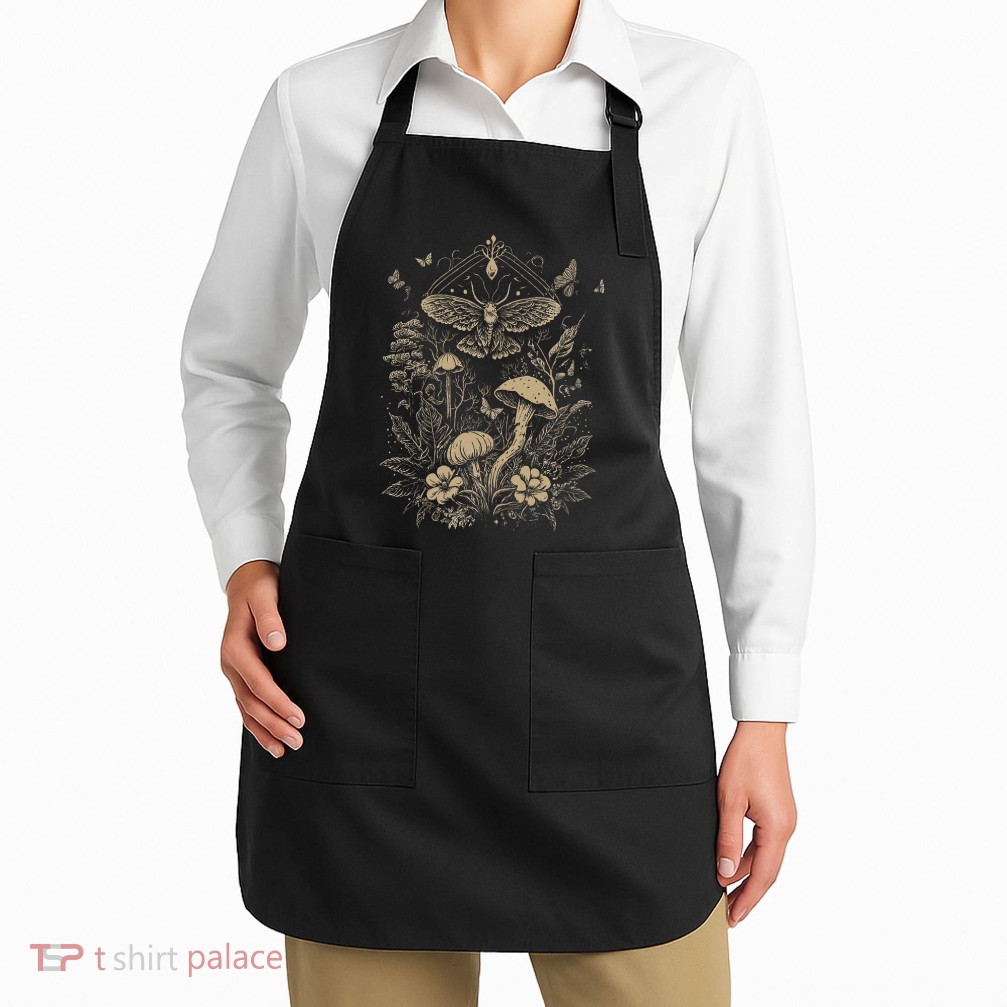 Cute Fairycore Floral Moth Aesthetic Apron