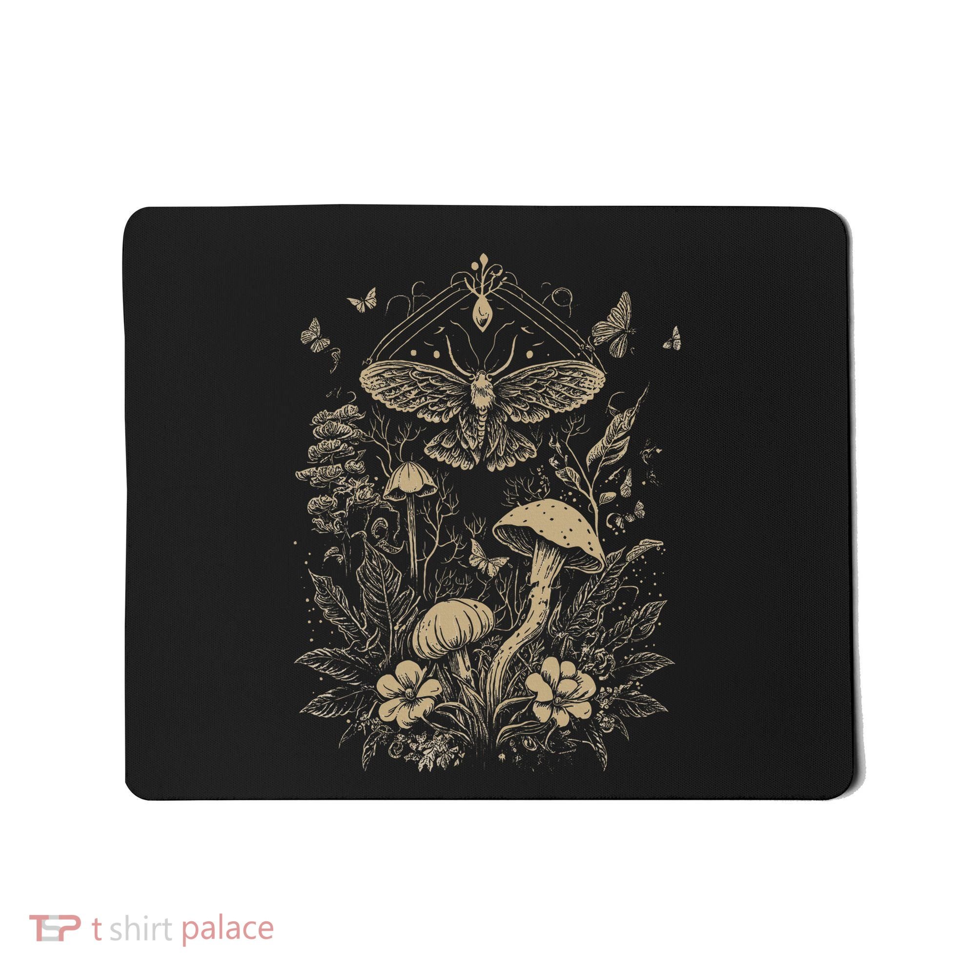 Cute Fairycore Floral Moth Aesthetic Mousepad