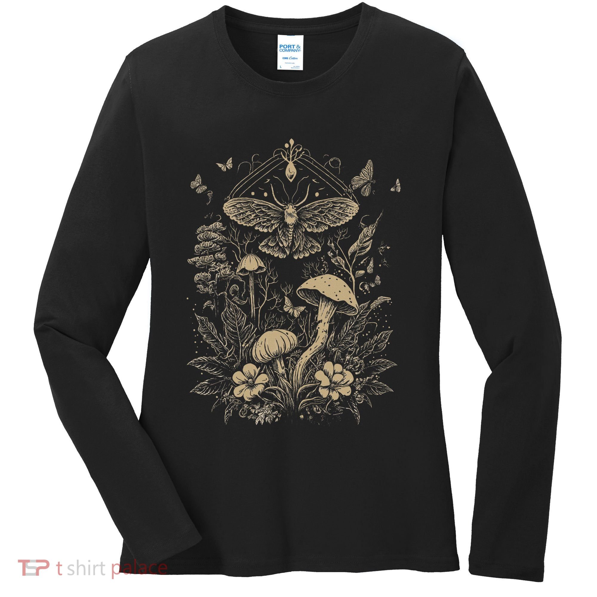 Cute Fairycore Floral Moth Aesthetic Women's Long Sleeve Shirt