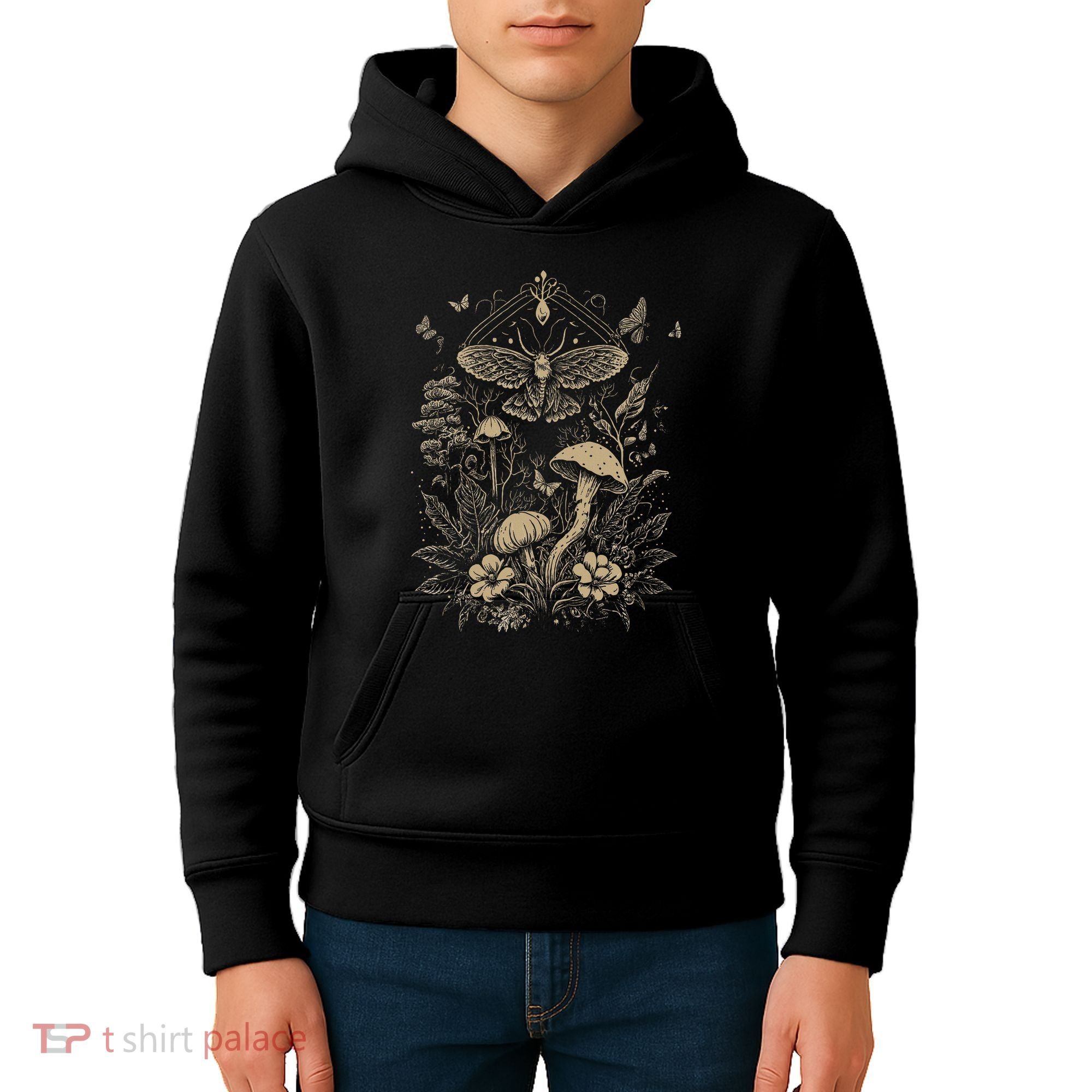 Cute Fairycore Floral Moth Aesthetic Kids Hoodie