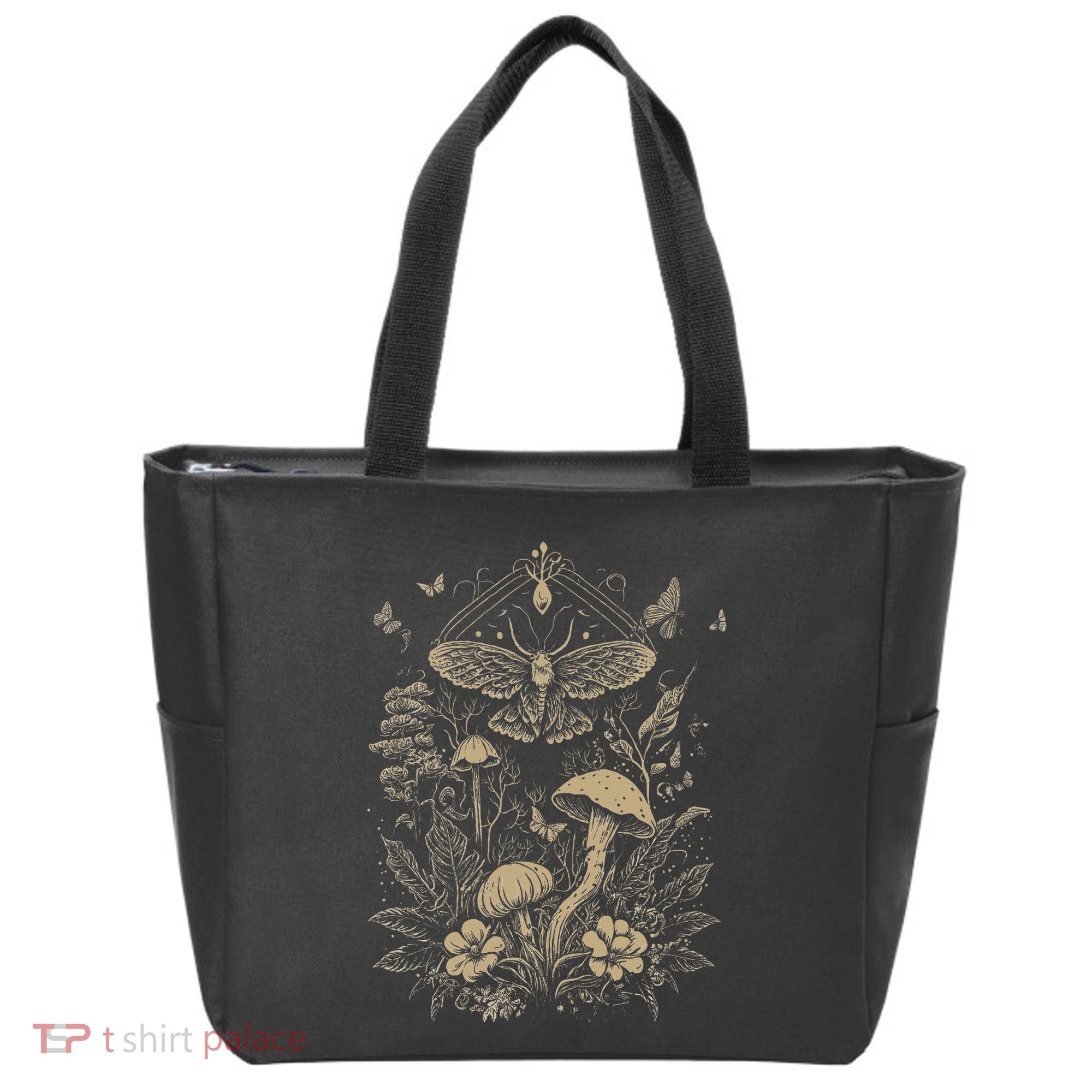 Cute Fairycore Floral Moth Aesthetic Tote Bag