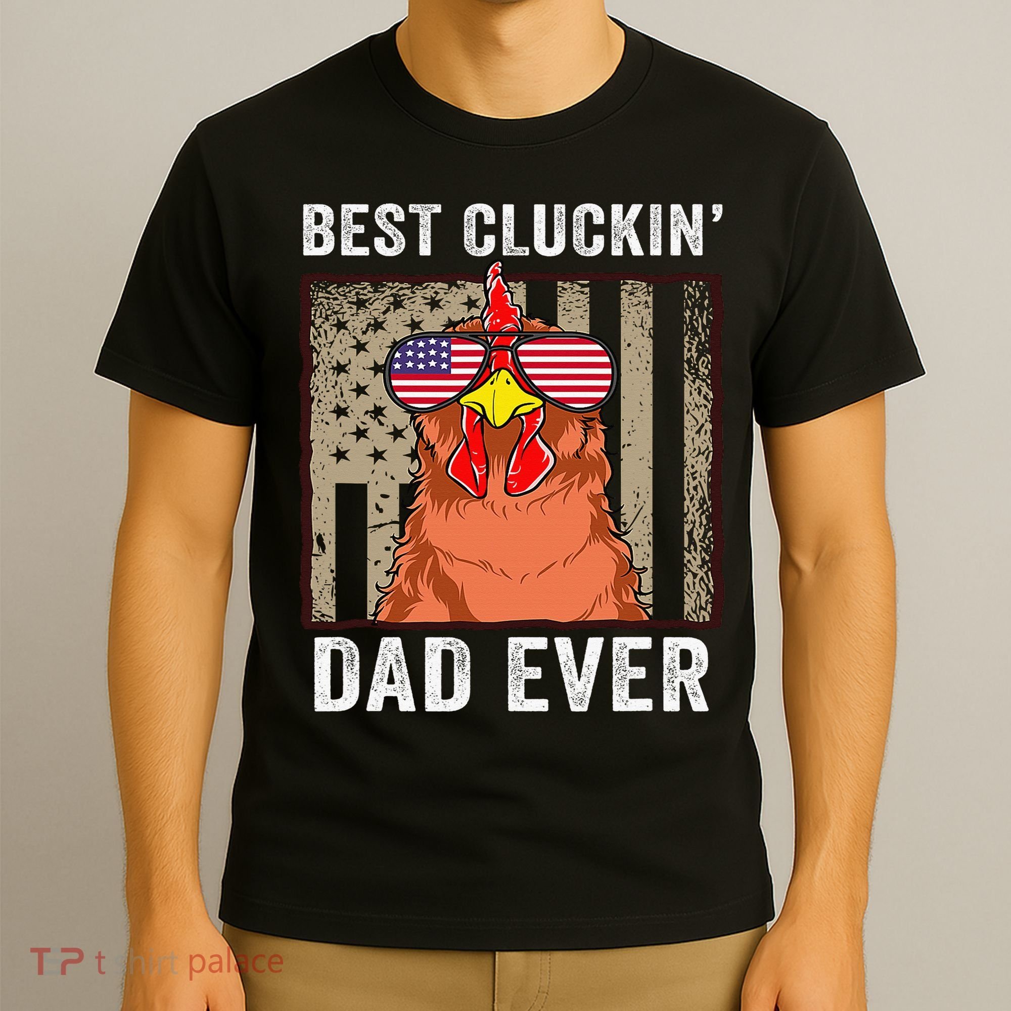 Chicken Funny Farm Best Cluckin' Dad Ever Chicken T-Shirt