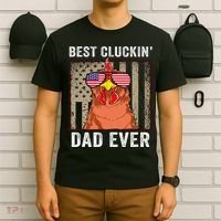 Chicken Funny Farm Best Cluckin' Dad Ever Chicken T-Shirt thumb 6