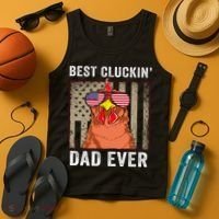 Chicken Funny Farm Best Cluckin' Dad Ever Chicken Tank Top thumb 4
