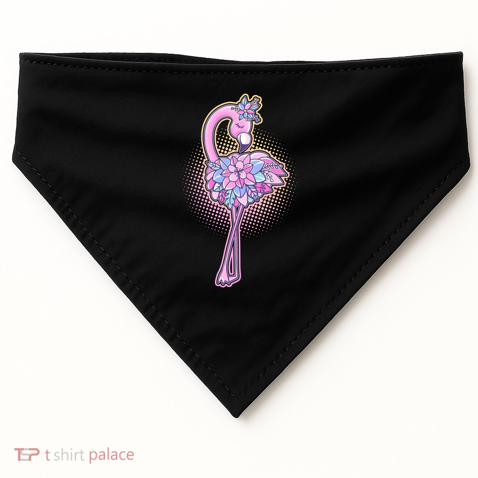 Cute Floral Flamingo USA-Made Doggie Bandana