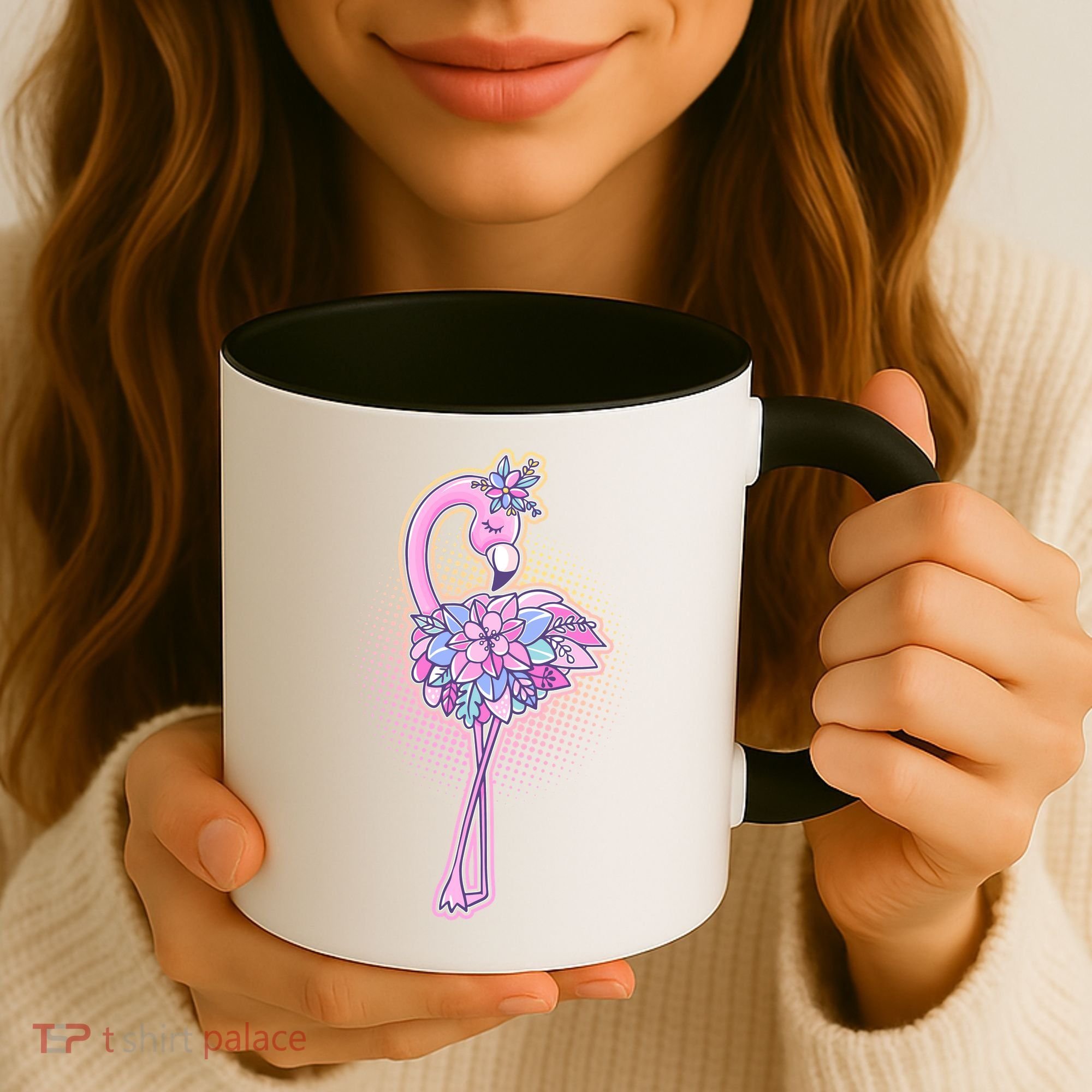 Cute Floral Flamingo Coffee Mug