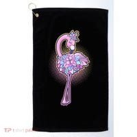 Cute Floral Flamingo Golf Towel thumb 0