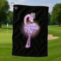 Cute Floral Flamingo Golf Towel thumb 1