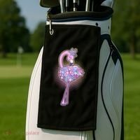 Cute Floral Flamingo Golf Towel thumb 2