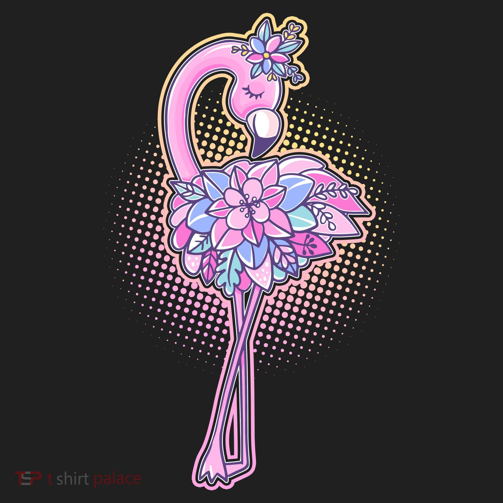 Cute Floral Flamingo Golf Towel