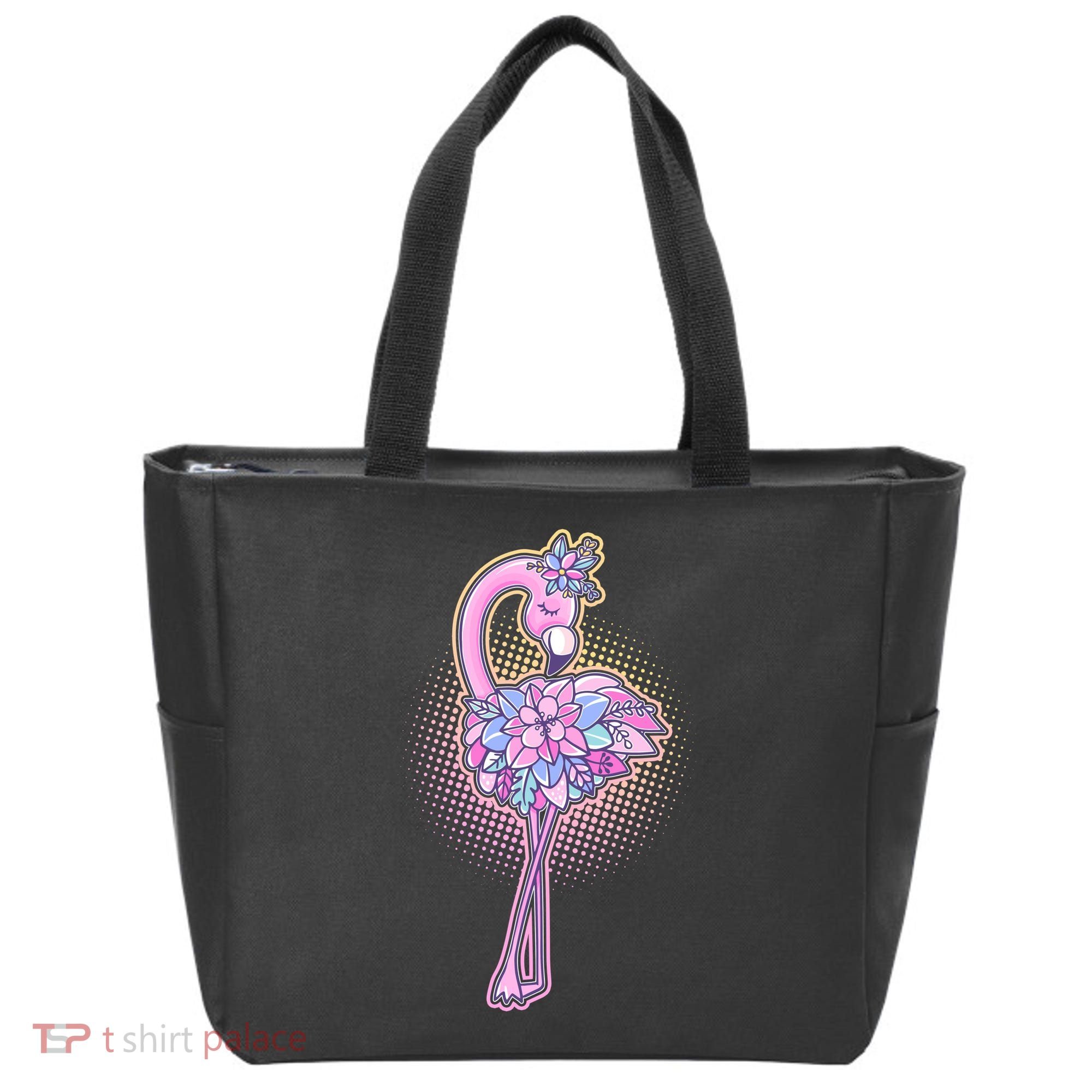 Cute Floral Flamingo Tote Bag