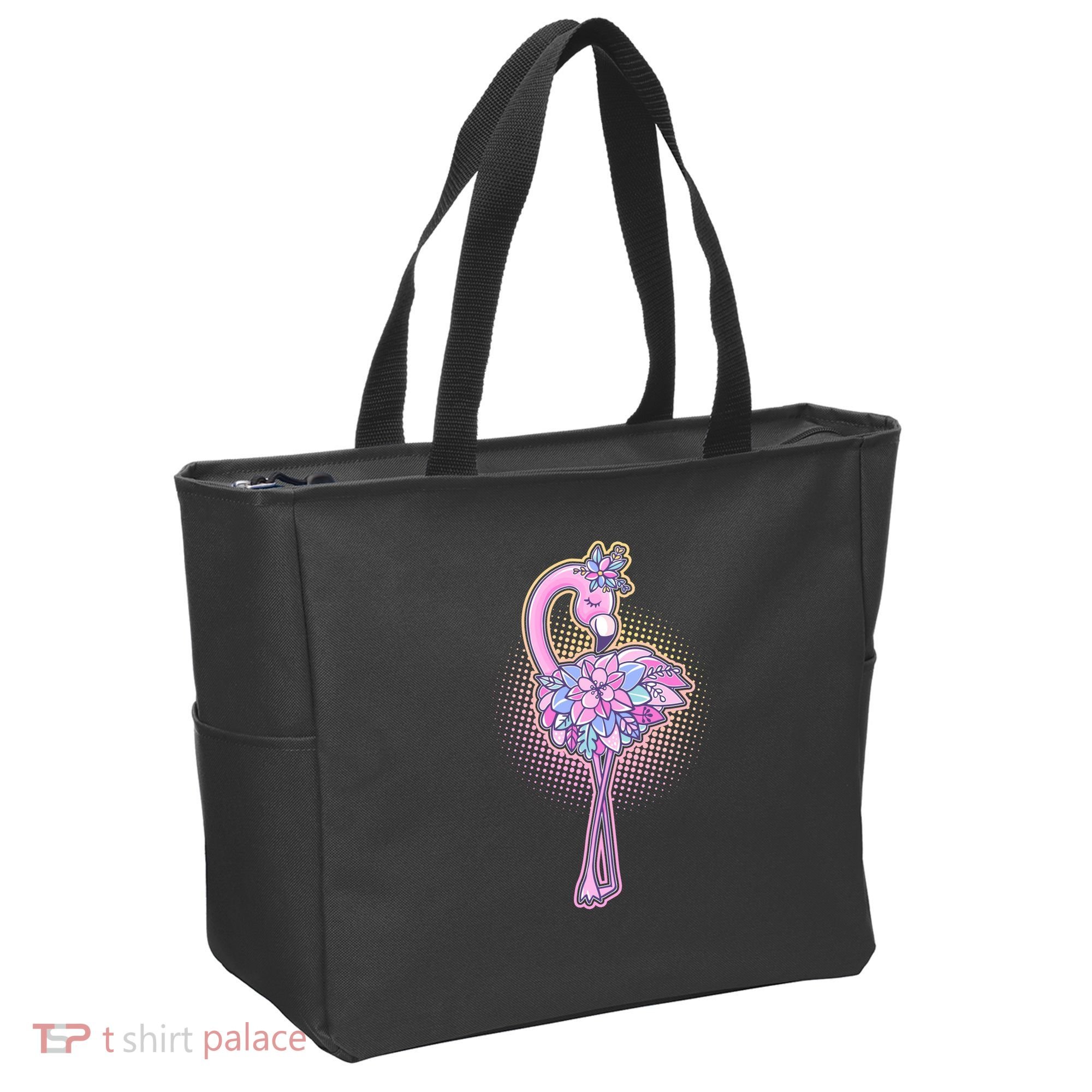 Cute Floral Flamingo Tote Bag