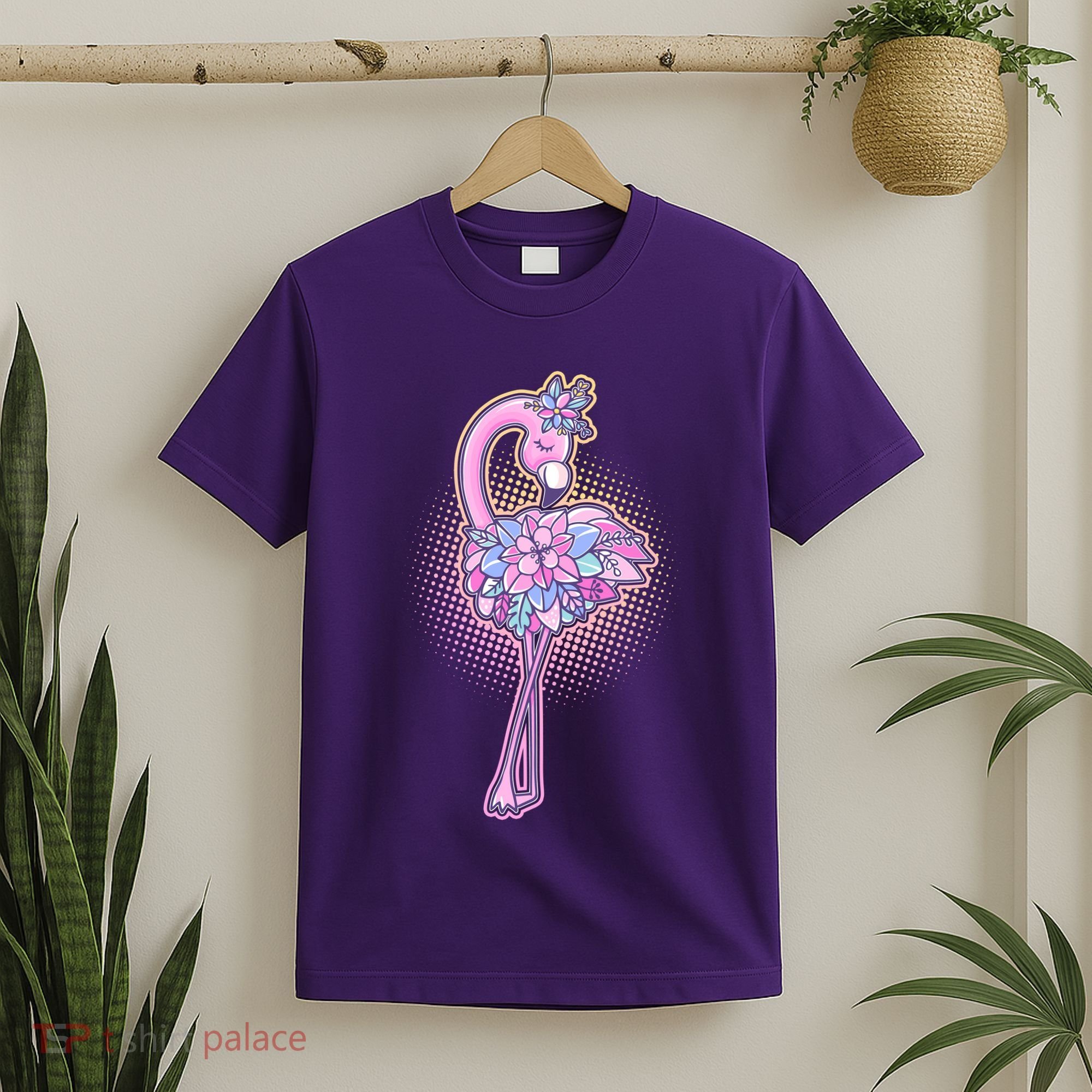 Cute Floral Flamingo T-Shirt