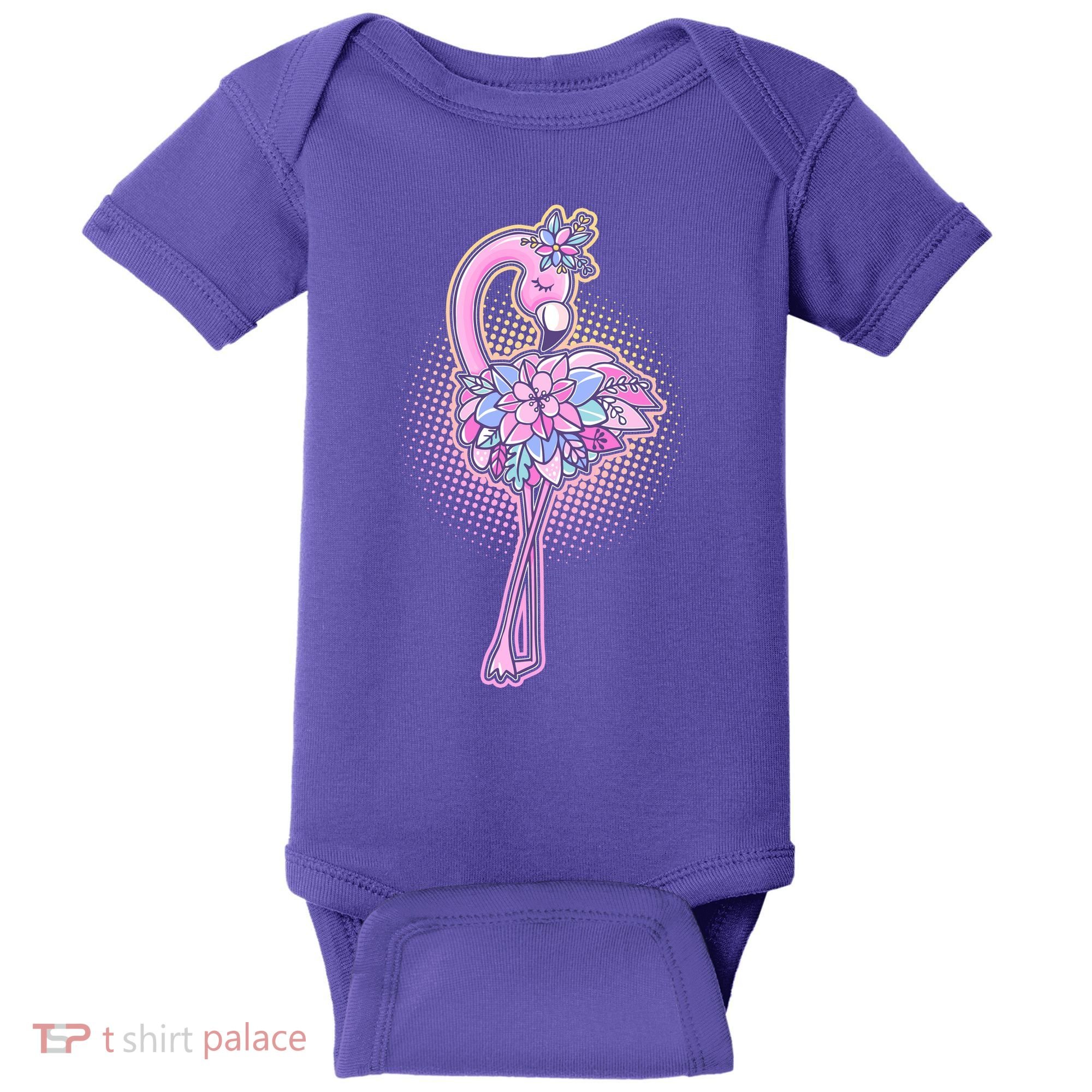 Cute Floral Flamingo Baby Bodysuit