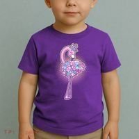 Cute Floral Flamingo Toddler T-Shirt thumb 2
