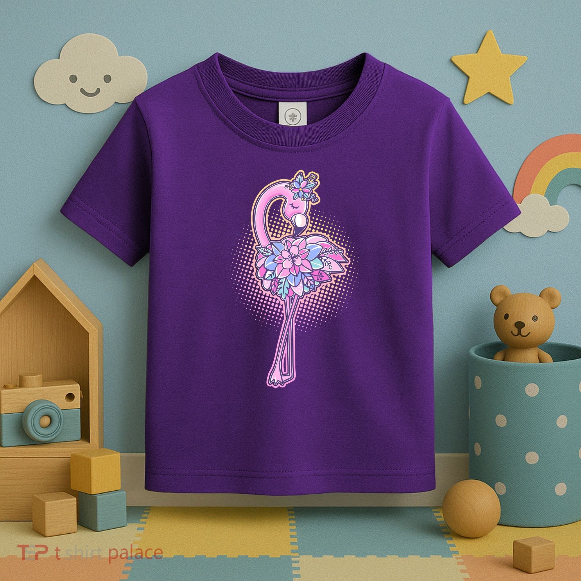 Cute Floral Flamingo Toddler T-Shirt