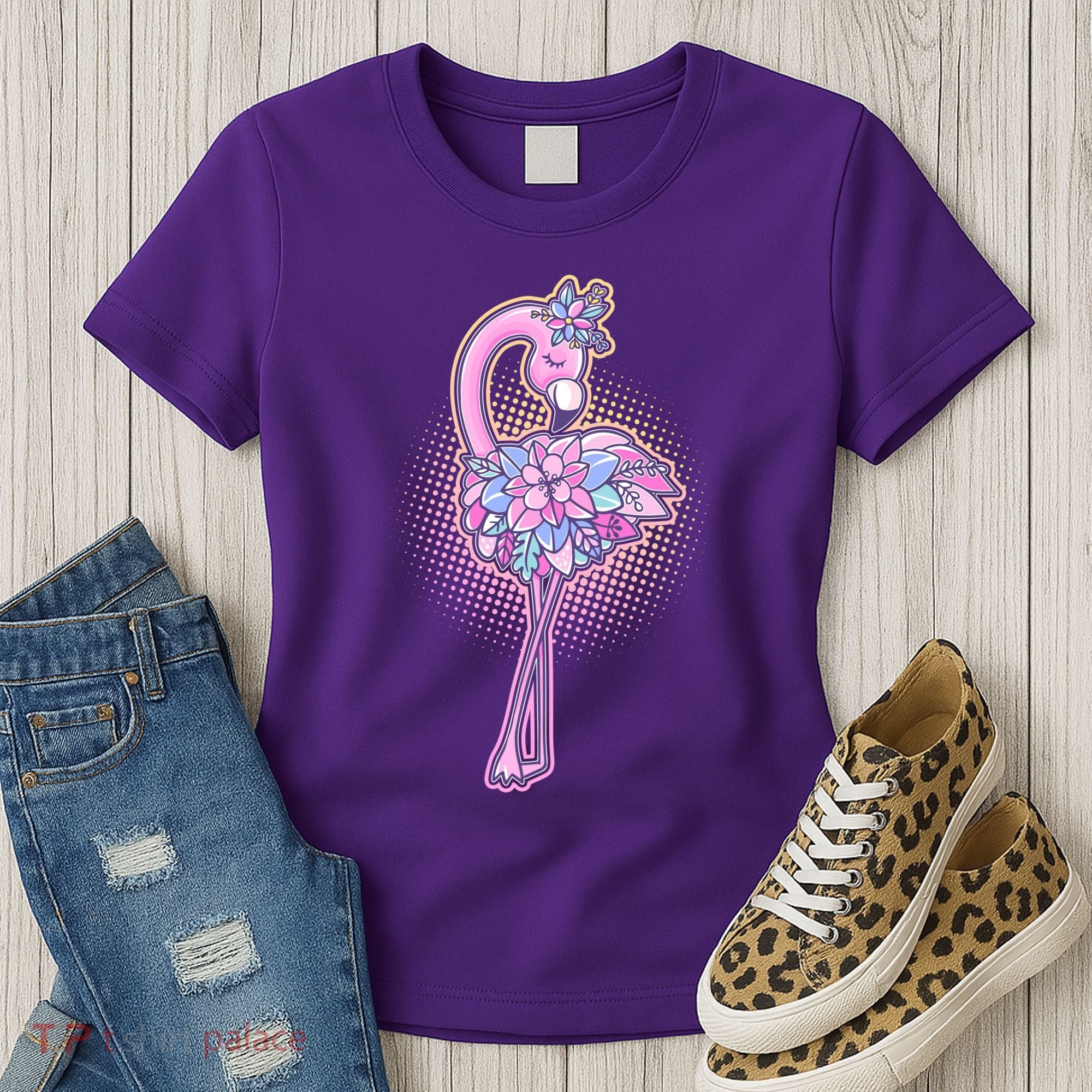 Cute Floral Flamingo Women's T-Shirt