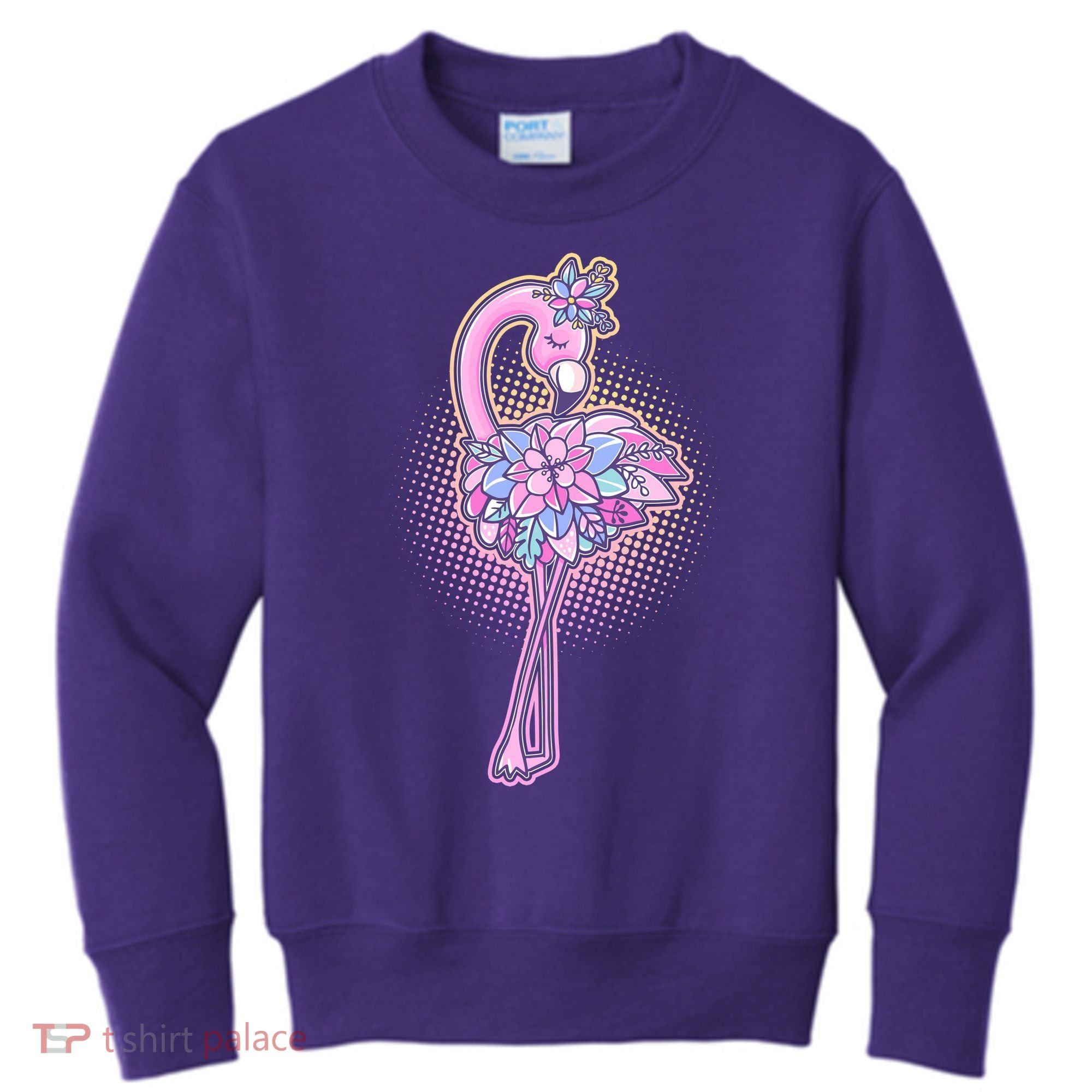 Cute Floral Flamingo Kids Sweatshirt