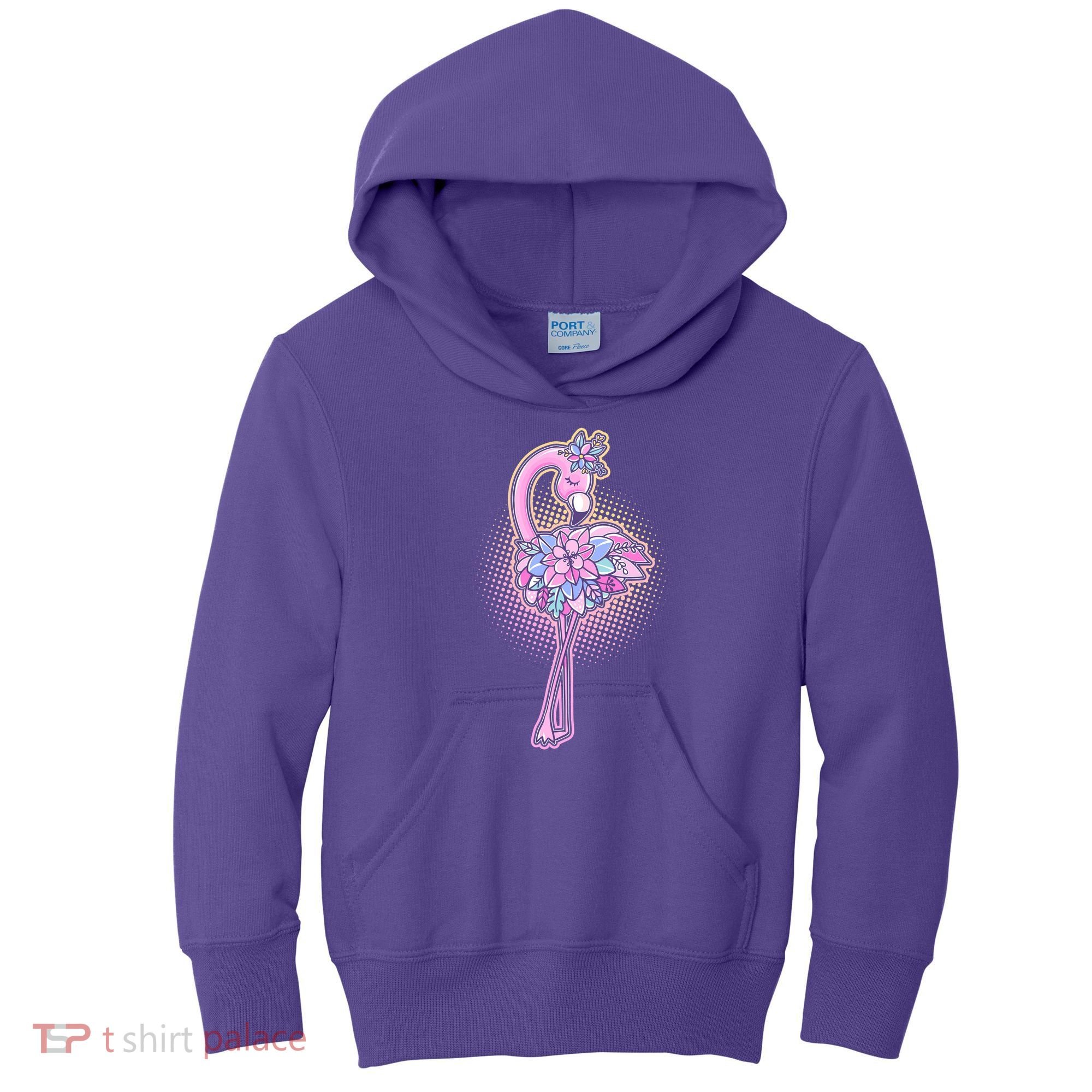 Cute Floral Flamingo Kids Hoodie