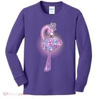Cute Floral Flamingo Kids Long Sleeve Shirt thumb 0