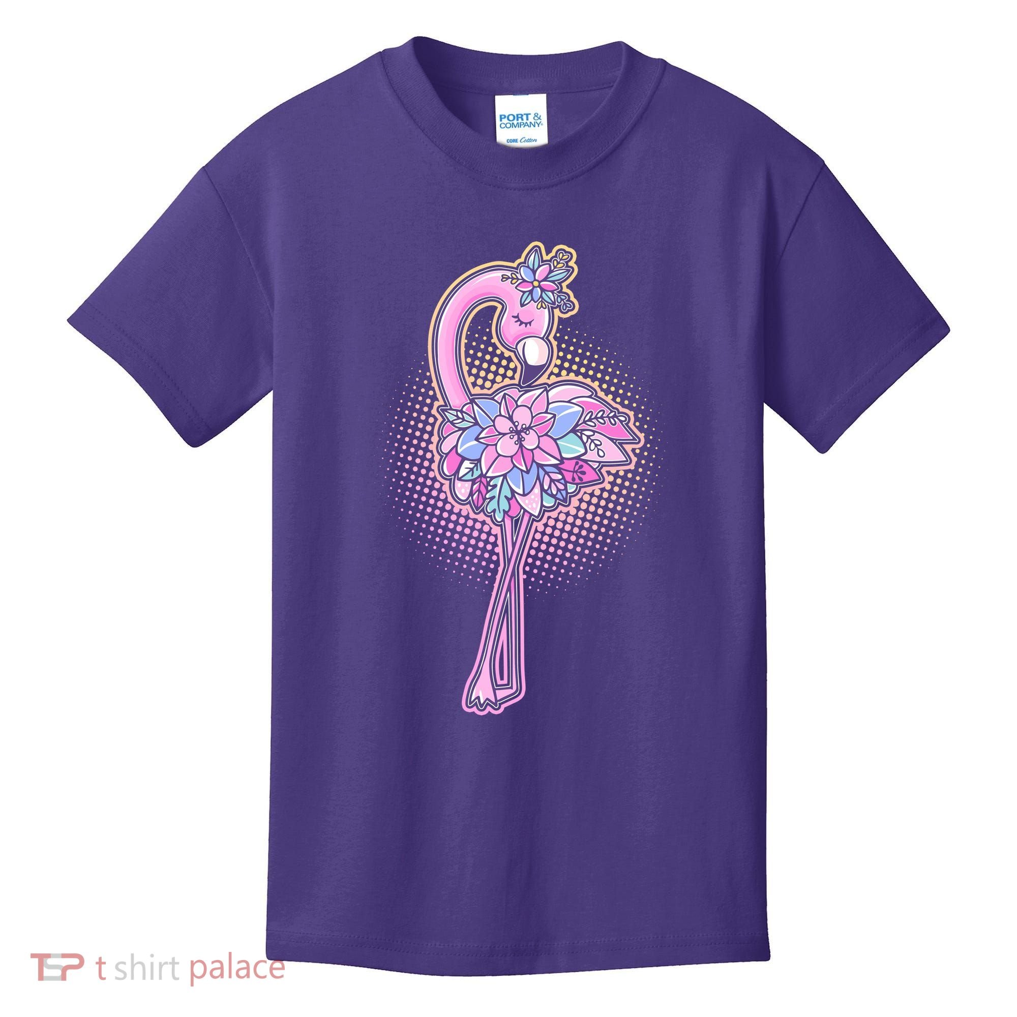 Cute Floral Flamingo Kids T-Shirt