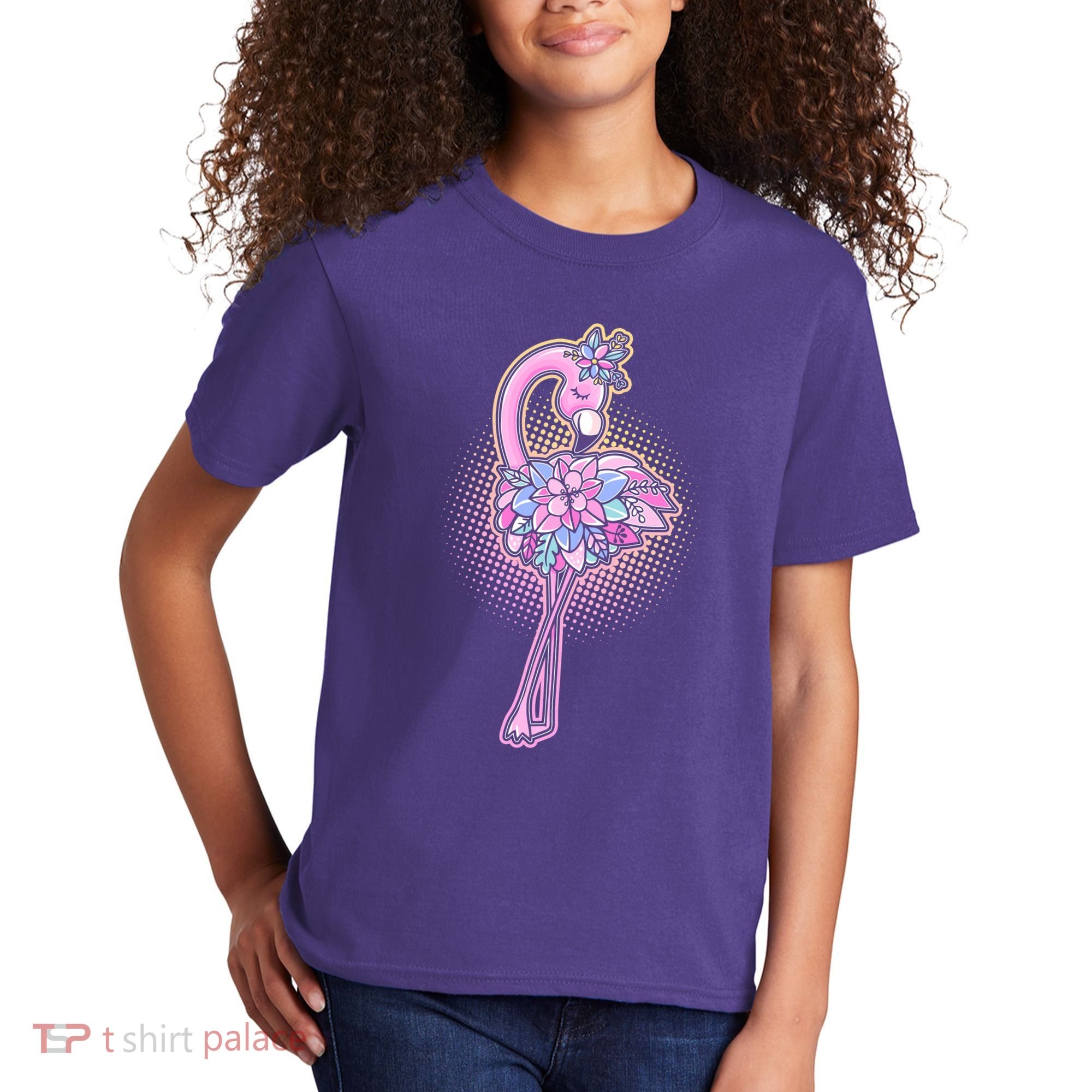 Cute Floral Flamingo Kids T-Shirt