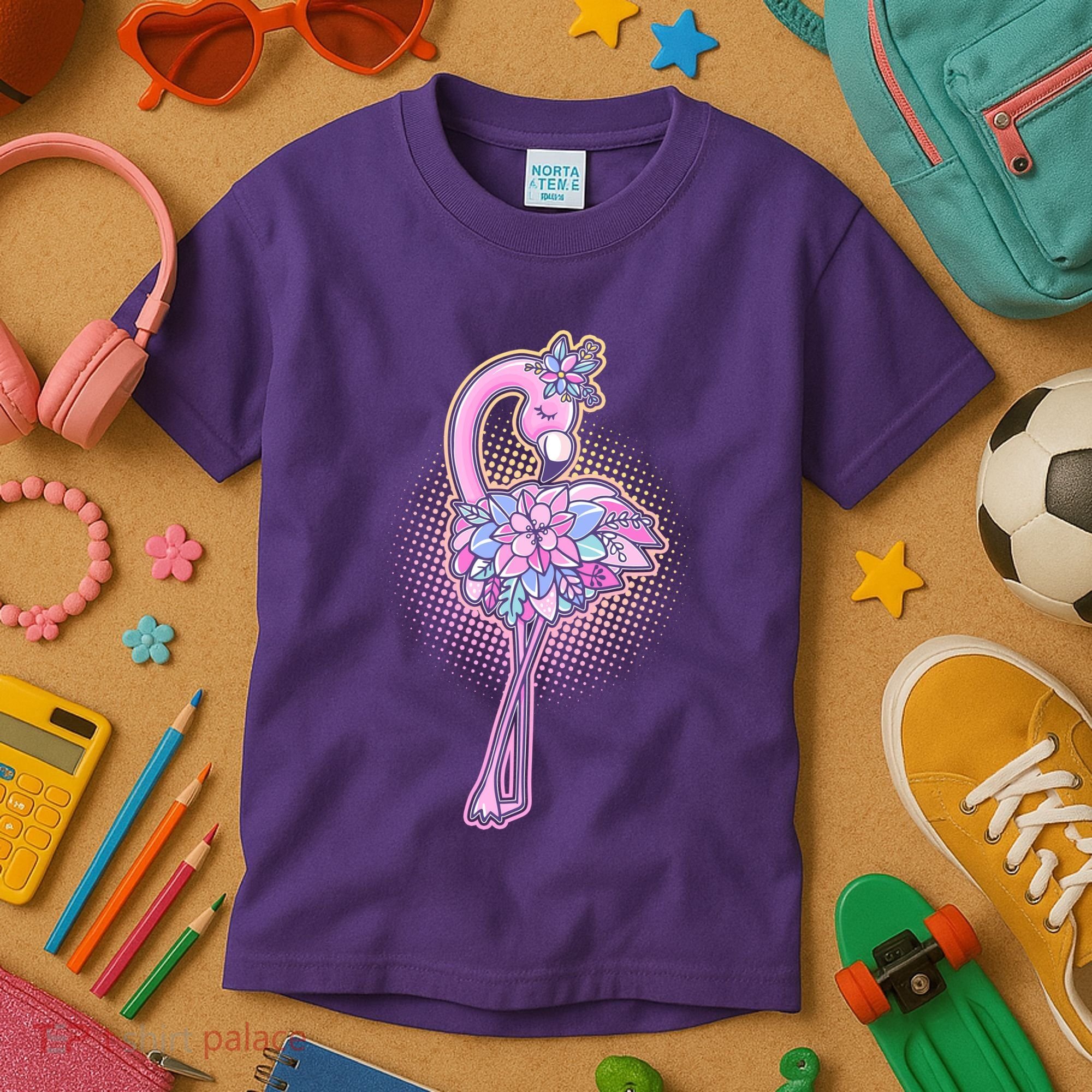 Cute Floral Flamingo Kids T-Shirt