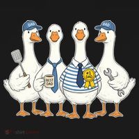 Cute Funny Father's Day Goose Group Button thumb 1