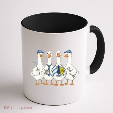 Cute Funny Father's Day Goose Group Coffee Mug back