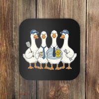 Cute Funny Father's Day Goose Group Coaster thumb 0