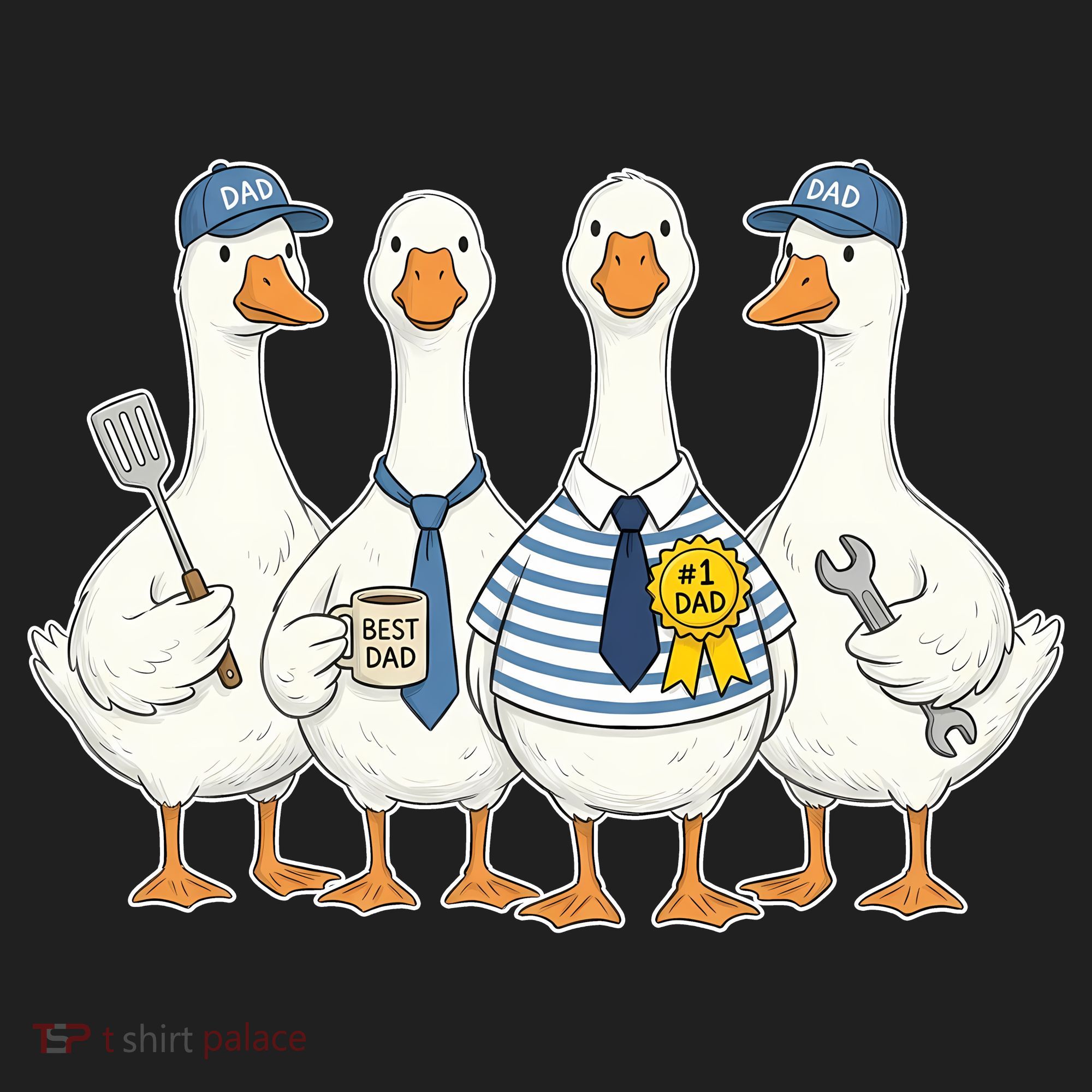 Cute Funny Father's Day Goose Group Golf Towel