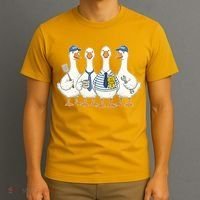 Cute Funny Father's Day Goose Group T-Shirt thumb 3