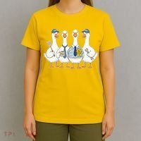 Cute Funny Father's Day Goose Group T-Shirt thumb 4