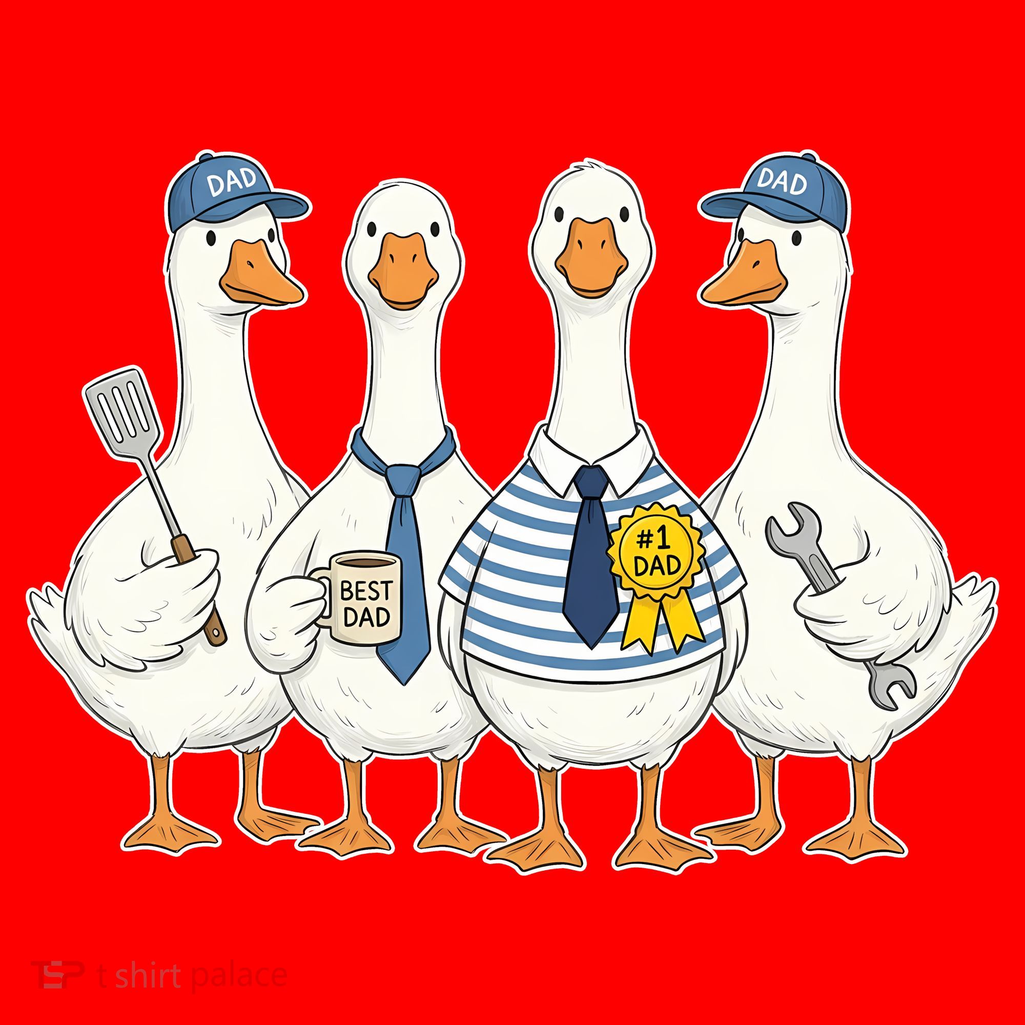Cute Funny Father's Day Goose Group Santa Hat