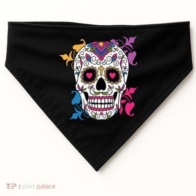 Candy Floral Graphic Skull Design USA-Made Doggie Bandana