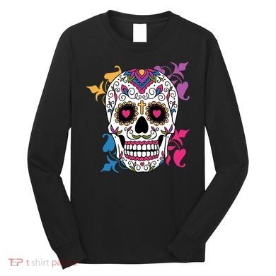 Candy Floral Graphic Skull Design Long Sleeve Shirt