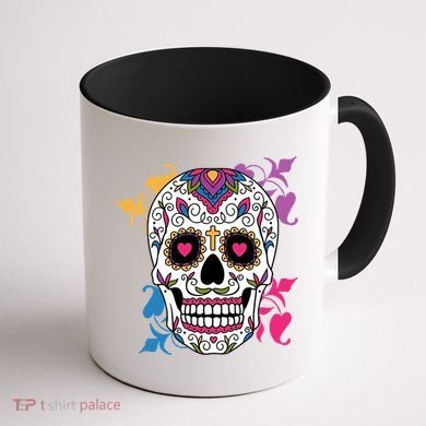 Candy Floral Graphic Skull Design Coffee Mug back