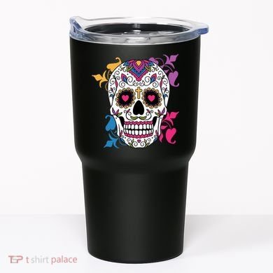 Candy Floral Graphic Skull Design Tumbler