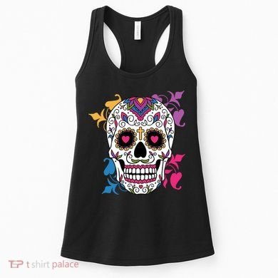 Candy Floral Graphic Skull Design Women's Tank Top