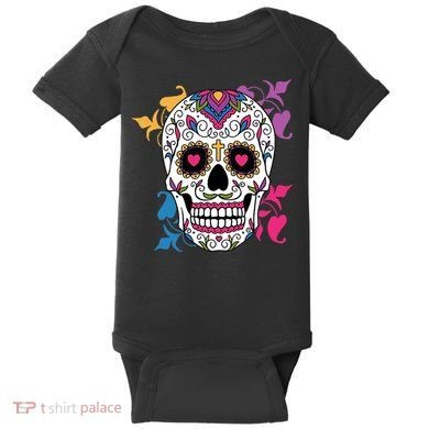 Candy Floral Graphic Skull Design Baby Bodysuit