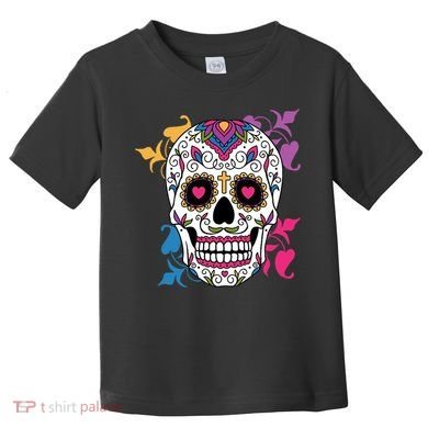 Candy Floral Graphic Skull Design Toddler T-Shirt
