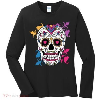 Candy Floral Graphic Skull Design Women's Long Sleeve Shirt